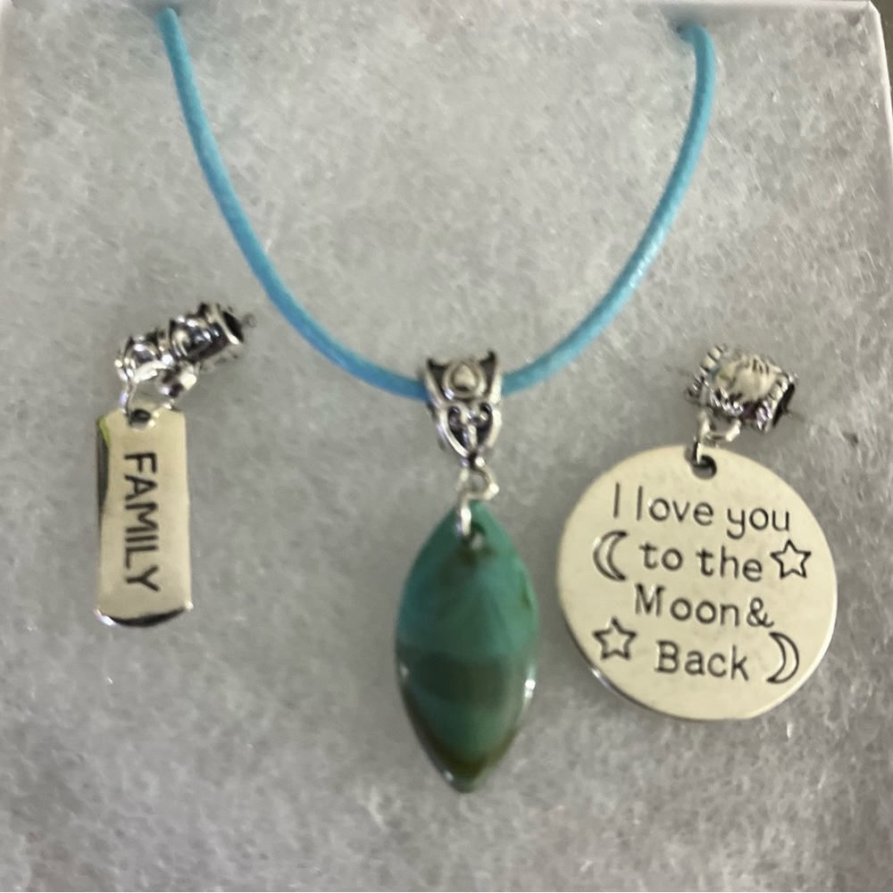 Waxed Cord Necklace and 2 extra motivational silver plated charms